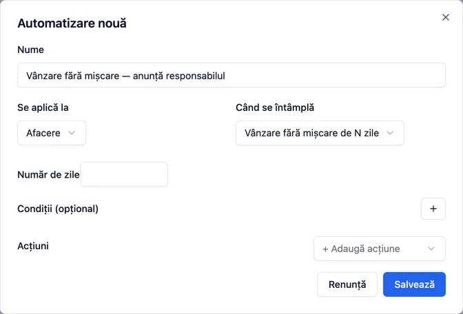Fereastra în care îți scrii regula: la ce se aplică, când pornește și ce face